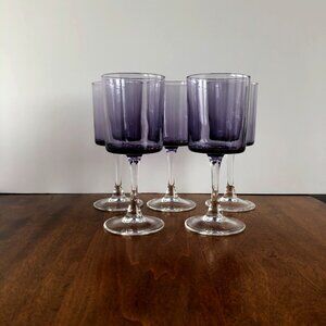 MCM Smoke Purple Small Wine Goblets - Set of 5, Made in France